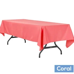 60" x 120" Rectangular 200 GSM Polyester Tablecloth - Coral