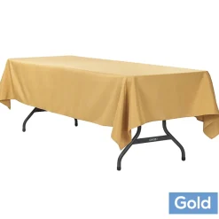 60" x 120" Rectangular 200 GSM Polyester Tablecloth - Gold