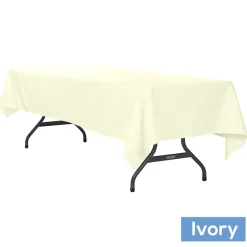 60" x 120" Rectangular 200 GSM Polyester Tablecloth - Ivory
