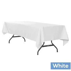 60" x 120" Rectangular 200 GSM Polyester Tablecloth - White