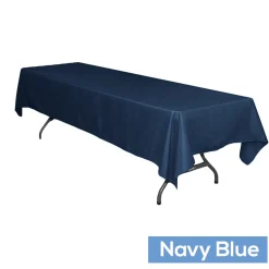60" x 126" Rectangular 200 GSM Polyester Tablecloth - Navy Blue