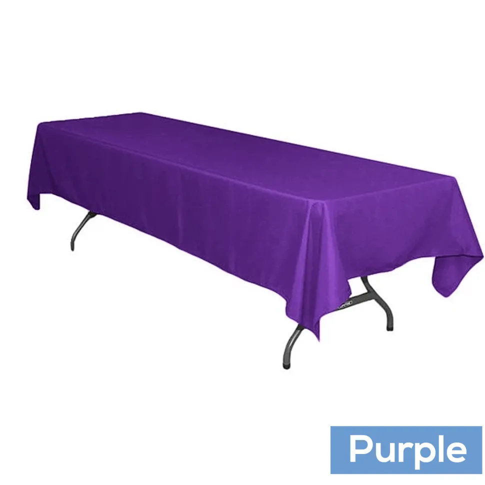 60" x 126" Rectangular 200 GSM Polyester Tablecloth - Purple