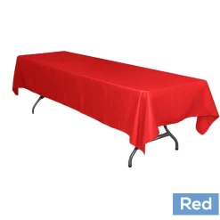60" x 126" Rectangular 200 GSM Polyester Tablecloth - Red