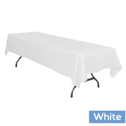 60" x 126" Rectangular 200 GSM Polyester Tablecloth - White