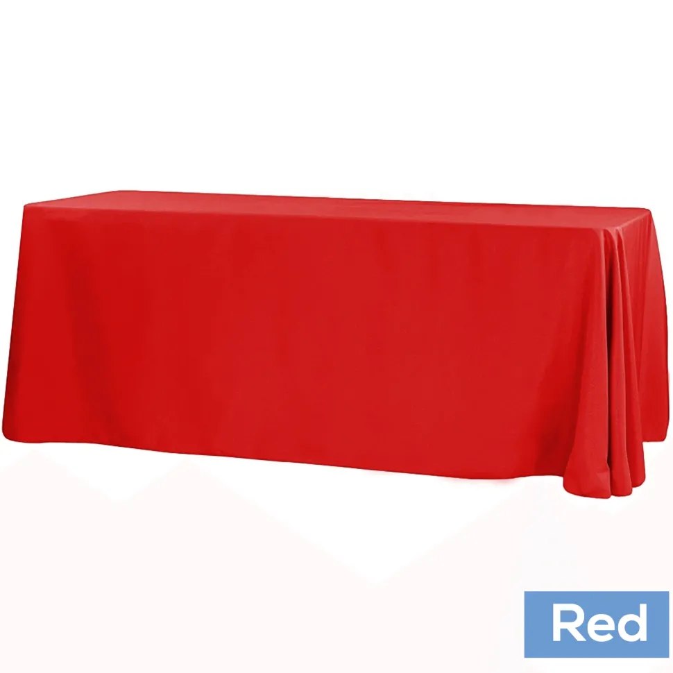 90" x 156" Rectangular 125-130 GSM Polyester Tablecloth - Red