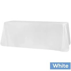 90" x 156" Rectangular 125-130 GSM Polyester Tablecloth - White