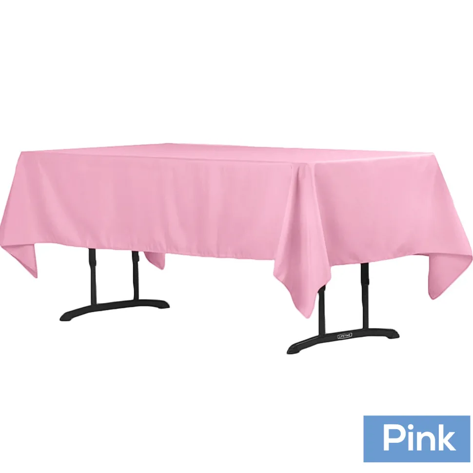 60" x 102" Rectangular 200 GSM Polyester Tablecloth - Pink