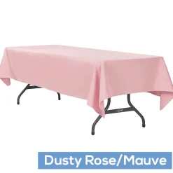 60" x 120" Rectangular 200 GSM Polyester Tablecloth - Dusty Rose/Mauve