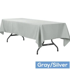 60" x 120" Rectangular 200 GSM Polyester Tablecloth - Gray/Silver