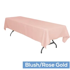60" x 126" Rectangular 200 GSM Polyester Tablecloth - Blush/Rose Gold