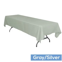 60" x 126" Rectangular 200 GSM Polyester Tablecloth - Gray/Silver