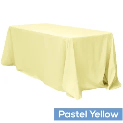90" x 132" Rectangular Oblong 200 GSM Polyester Tablecloth - Pastel Yellow