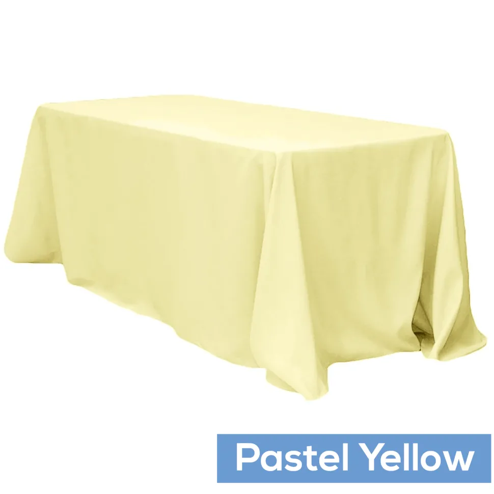 90" x 132" Rectangular Oblong 200 GSM Polyester Tablecloth - Pastel Yellow