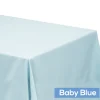 90" x 132" Rectangular Oblong 200 GSM Polyester Tablecloth - Baby Blue