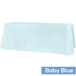 90" x 132" Rectangular Oblong 200 GSM Polyester Tablecloth - Baby Blue