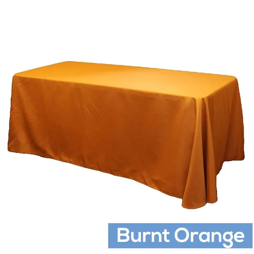 90" x 132" Rectangular Oblong 200 GSM Polyester Tablecloth - Burnt Orange