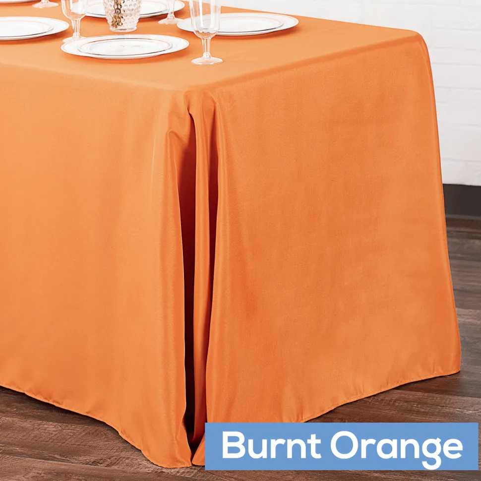 90" x 132" Rectangular Oblong 200 GSM Polyester Tablecloth - Burnt Orange
