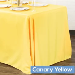 90" x 132" Rectangular Oblong 200 GSM Polyester Tablecloth - Canary Yellow