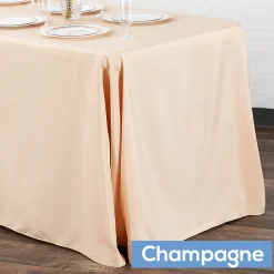 90" x 132" Rectangular Oblong 200 GSM Polyester Tablecloth - Champagne