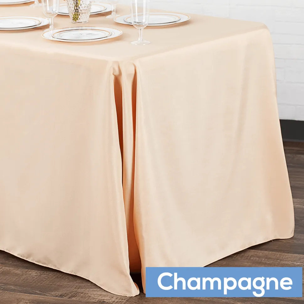 90" x 132" Rectangular Oblong 200 GSM Polyester Tablecloth - Champagne