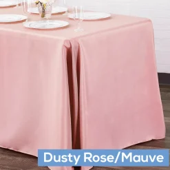 90" x 132" Rectangular Oblong 200 GSM Polyester Tablecloth - Dusty Rose/Mauve