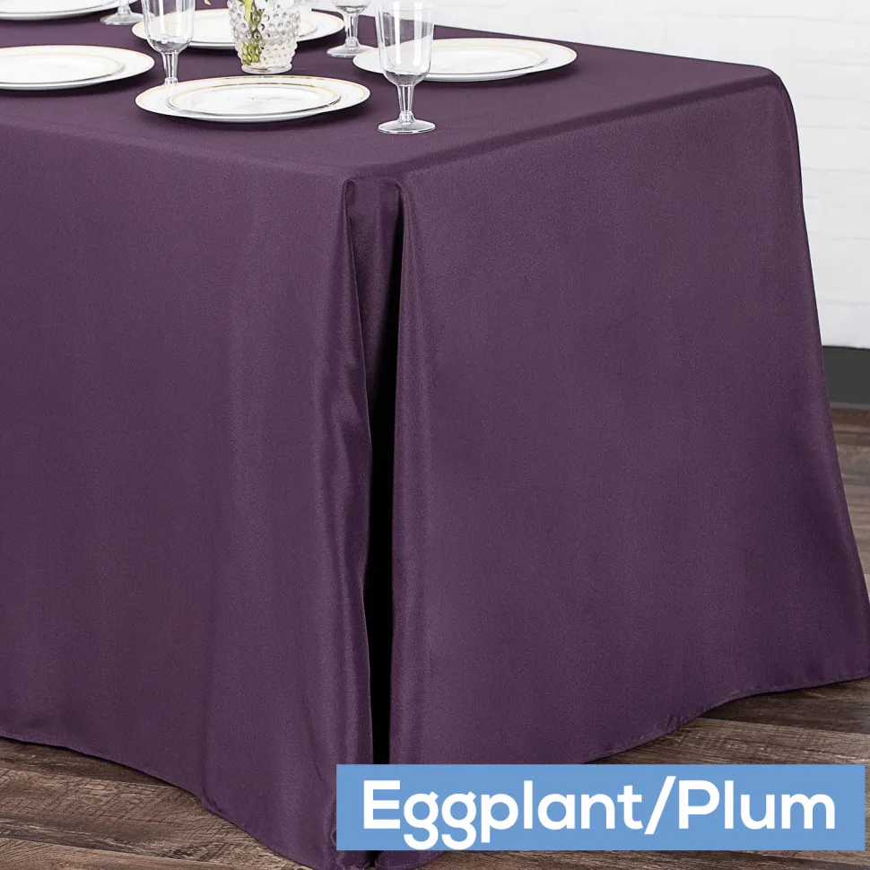 90" x 132" Rectangular Oblong 200 GSM Polyester Tablecloth - Eggplant/Plum