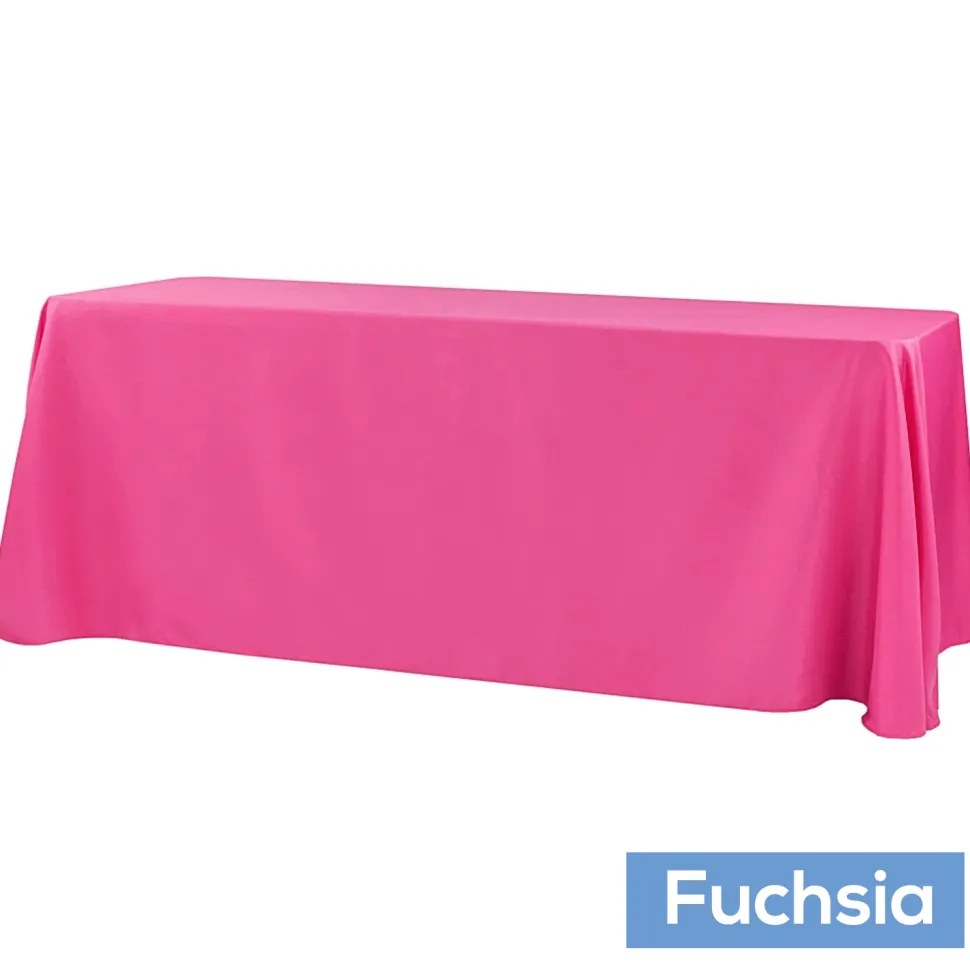 90" x 132" Rectangular Oblong 200 GSM Polyester Tablecloth - Fuchsia