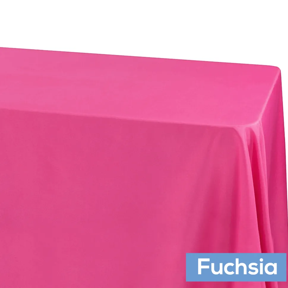90" x 132" Rectangular Oblong 200 GSM Polyester Tablecloth - Fuchsia