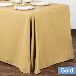 90" x 132" Rectangular Oblong 200 GSM Polyester Tablecloth - Gold