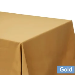 90" x 132" Rectangular Oblong 200 GSM Polyester Tablecloth - Gold