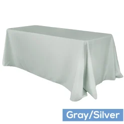 90" x 132" Rectangular Oblong 200 GSM Polyester Tablecloth - Gray/Silver
