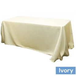90" x 132" Rectangular Oblong 200 GSM Polyester Tablecloth - Ivory