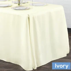90" x 132" Rectangular Oblong 200 GSM Polyester Tablecloth - Ivory