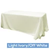 90" x 132" Rectangular Oblong 200 GSM Polyester Tablecloth - Light Ivory/Off White