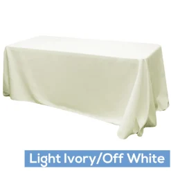 90" x 132" Rectangular Oblong 200 GSM Polyester Tablecloth - Light Ivory/Off White