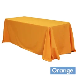 90" x 132" Rectangular Oblong 200 GSM Polyester Tablecloth - Orange