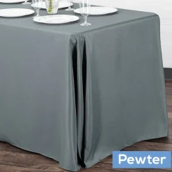 90" x 132" Rectangular Oblong 200 GSM Polyester Tablecloth - Pewter