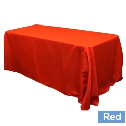 90" x 132" Rectangular Oblong 200 GSM Polyester Tablecloth - Red