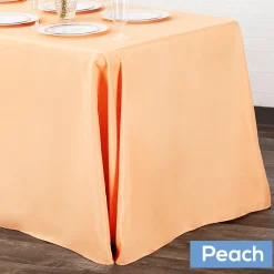 90" x 132" Rectangular Oblong 200 GSM Polyester Tablecloth - Peach