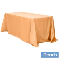 90" x 132" Rectangular Oblong 200 GSM Polyester Tablecloth - Peach
