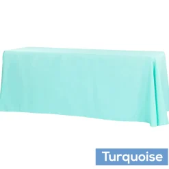90" x 132" Rectangular Oblong 200 GSM Polyester Tablecloth - Turquoise