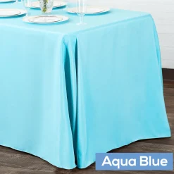 90" x 132" Rectangular Oblong 200 GSM Polyester Tablecloth - Aqua Blue