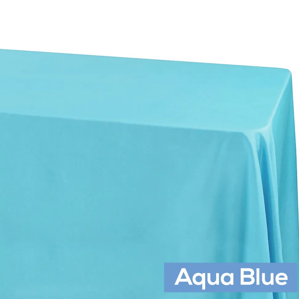 90" x 132" Rectangular Oblong 200 GSM Polyester Tablecloth - Aqua Blue
