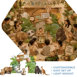 Zoo Animals Foam Core Birthday Backdrop Kit by PopScene™